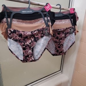 NWT Vince Camuto 5PK Multicolored No Show Bikinis; Sz M & L, $45 Each.